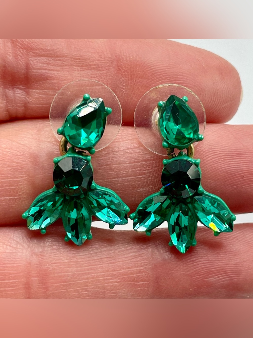 J. Crew Emerald Green Crystal Drop Earrings